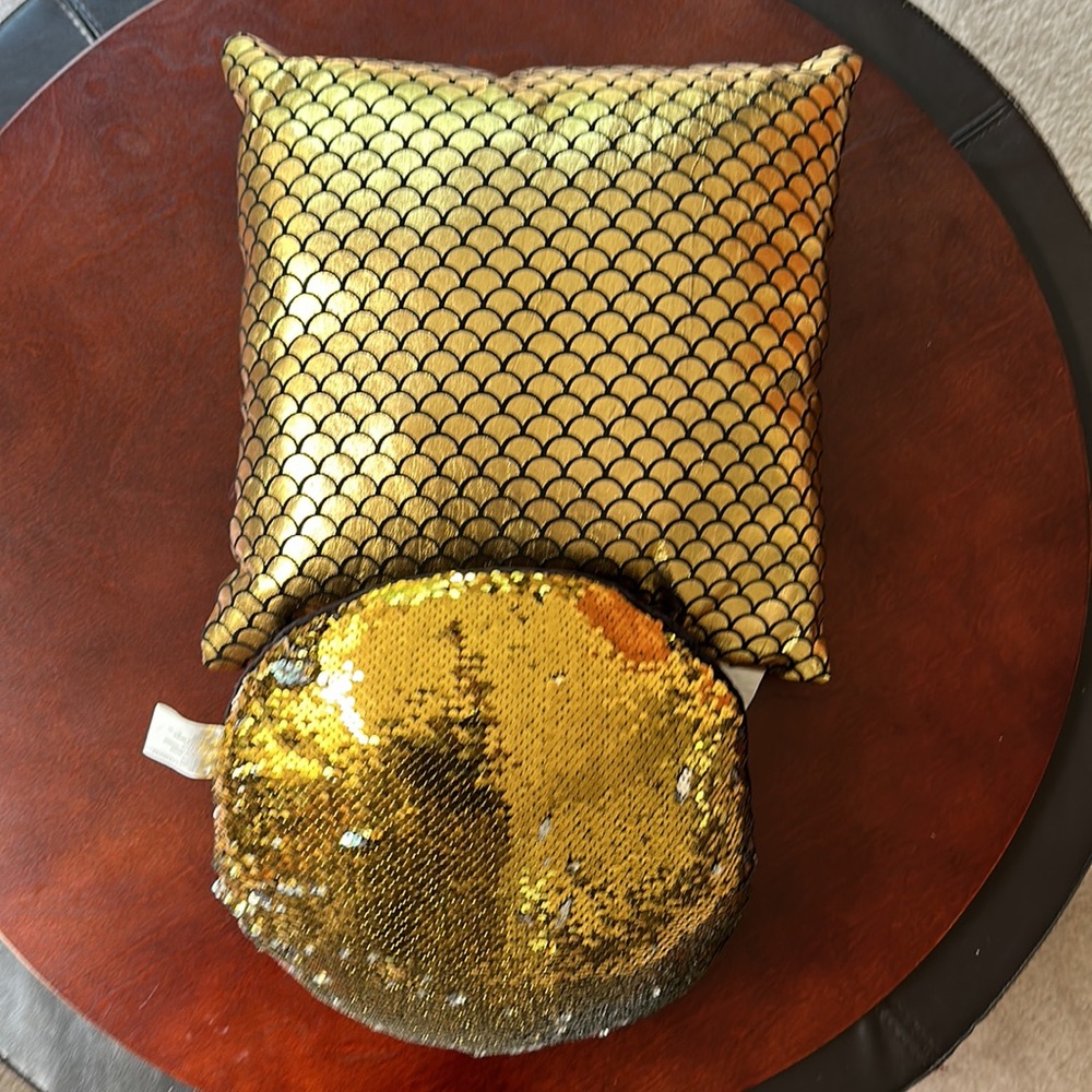 Gold throw pillows